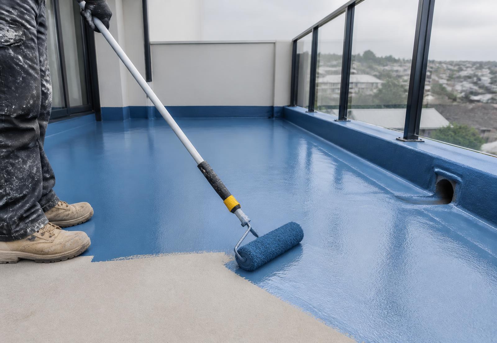 Remedial waterproofing membrane being applied over a prepared external surface